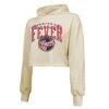 Indiana Fever Majestic Threads Women's Circus Shot Drop Shoulder Tri-Blend Cropped Pullover Hoodie - Cream - Side View