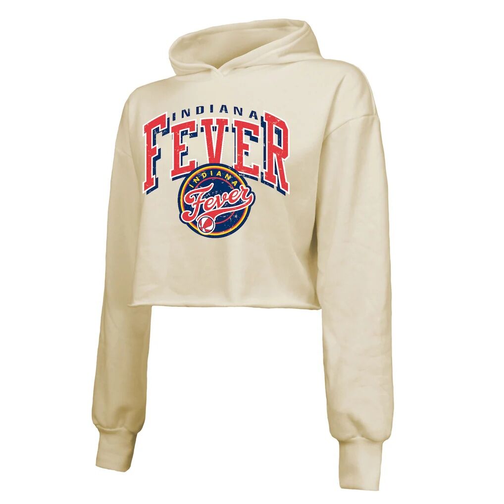 Indiana Fever Majestic Threads Women's Circus Shot Drop Shoulder Tri-Blend Cropped Pullover Hoodie