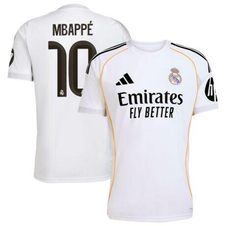 Kylian Mbappé Real Madrid adidas 2025/26 Home Replica Player Jersey - White - Front View
