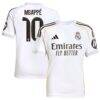 Kylian Mbappé Real Madrid adidas Youth 2025/26 Home Replica Player Jersey - White - Front View