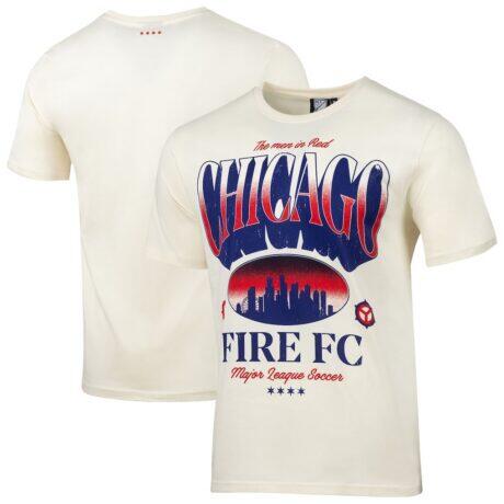Chicago Fire Sport Design Sweden Old School Graphic Relaxed T-Shirt - Cream - Front View