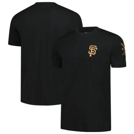 San Francisco Giants New Era Bronze Logo with Cross Bats Established T-Shirt - Black - Front View