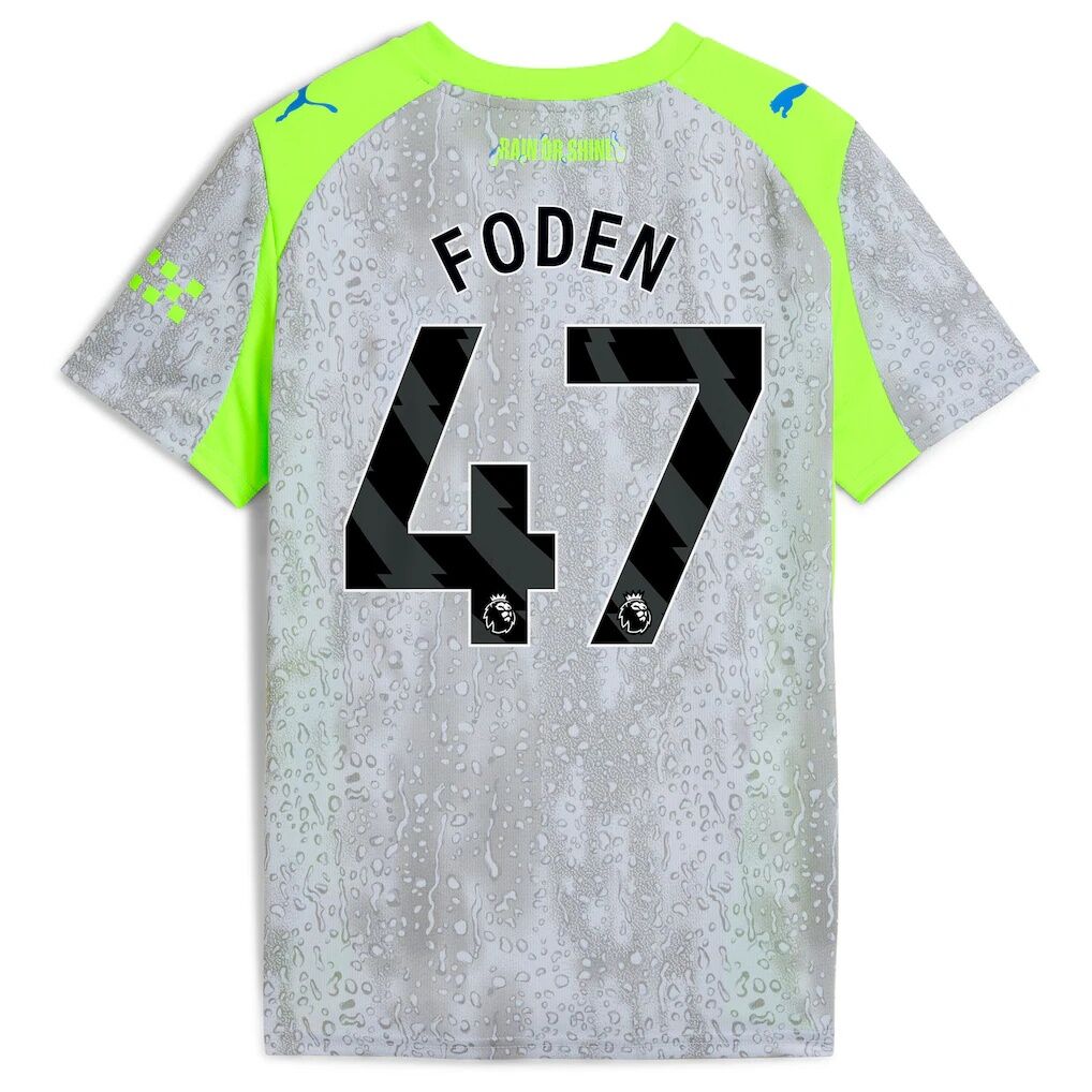 Manchester City Puma Youth 2025/26 Third Replica Jersey – Green/Neon Green