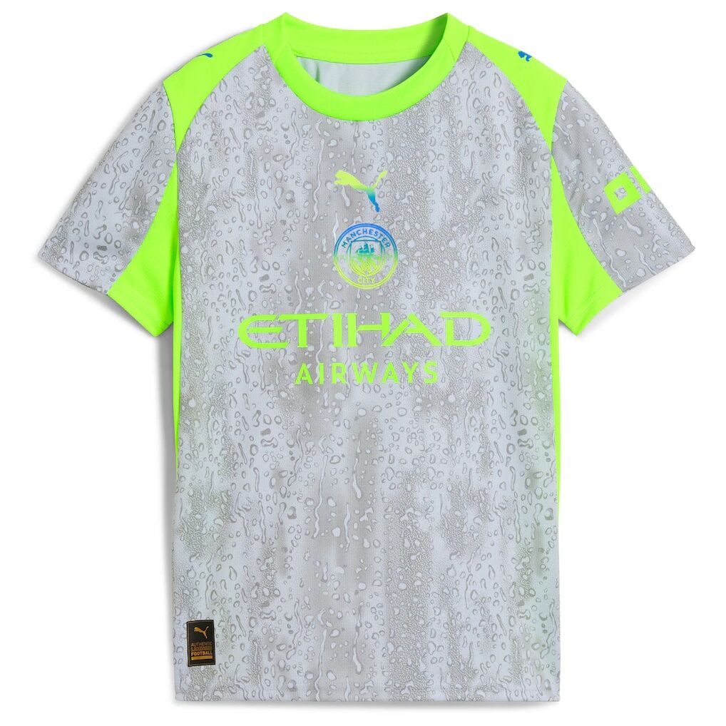 Manchester City Puma Youth 2025/26 Third Replica Jersey – Green/Neon Green