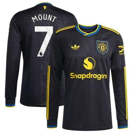 Mason Mount Manchester United adidas 2025/26 Third Replica Long Sleeve Player Jersey - Black - Front View