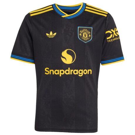 Bruno Fernandes Manchester United adidas Youth 2025/26 Third Replica Player Jersey - Black - Front View