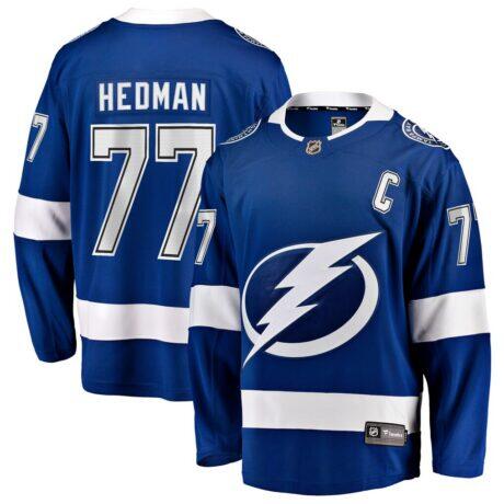 Victor Hedman Tampa Bay Lightning Fashion7 Home Captain Patch Breakaway Jersey