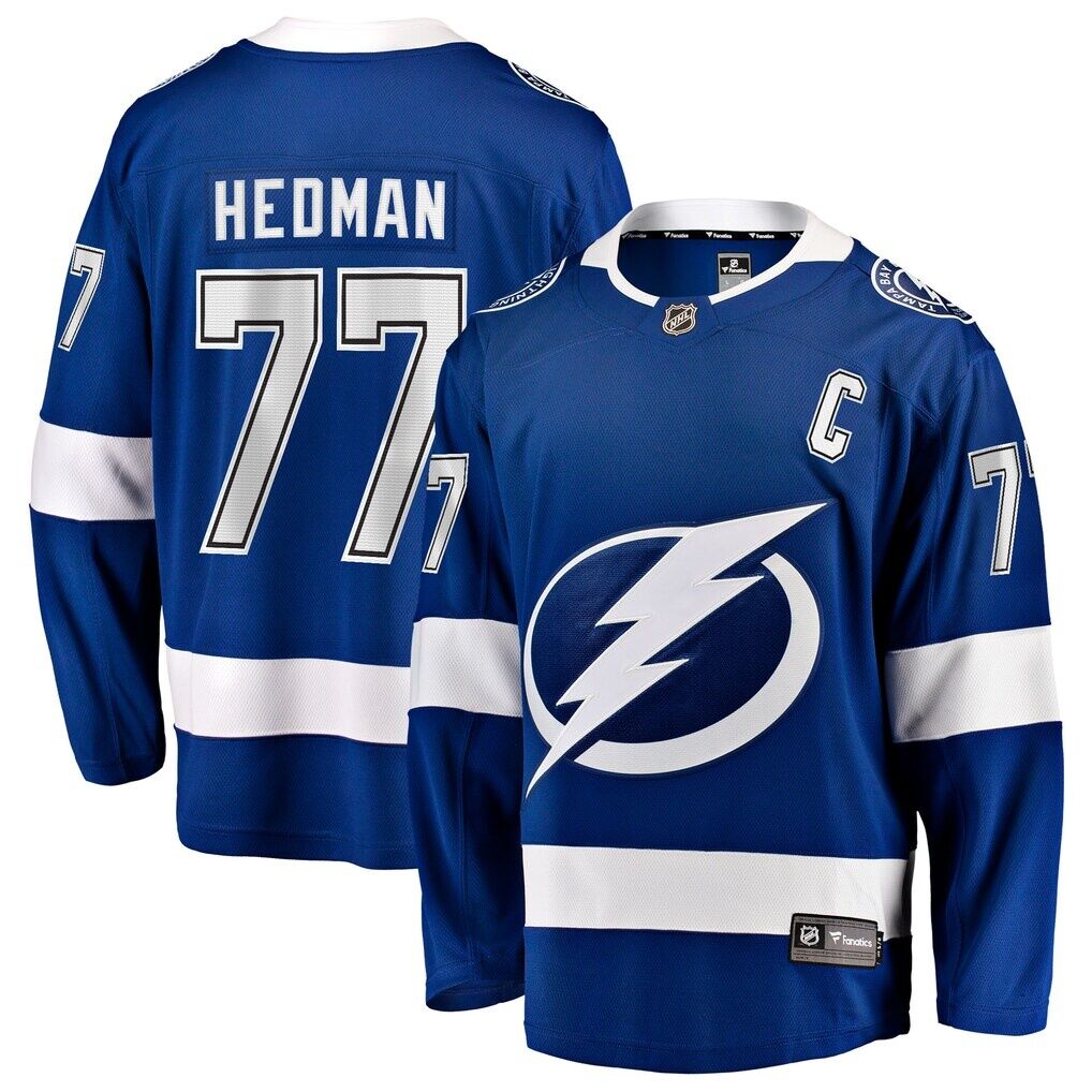 Victor Hedman Tampa Bay Lightning Fashion7 Home Captain Patch Breakaway Jersey