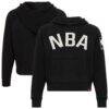 NBA Sportiqe Women's Ella Raglan Cropped Hoodie - Black - Front View