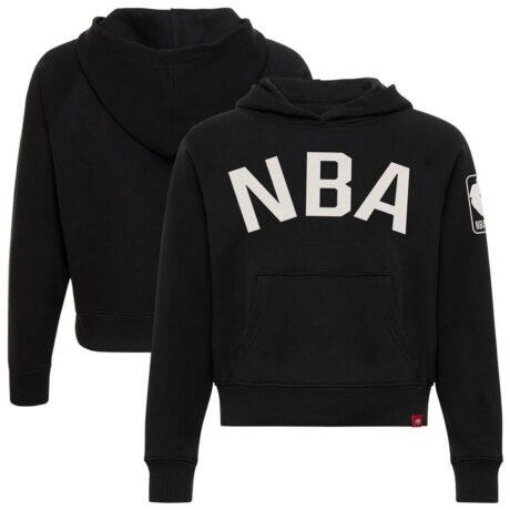 NBA Sportiqe Women's Ella Raglan Cropped Hoodie - Black - Front View