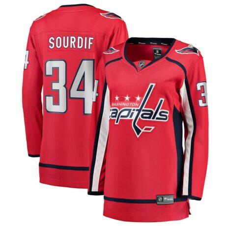 Justin Sourdif Washington Capitals Fashion7 Women's Home Breakaway Jersey - Red - Front View