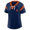 Detroit Tigers Profile Women's Plus Size Lace-Up T-Shirt - Navy - Side View