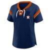 Houston Astros Profile Women's Plus Size Lace-Up T-Shirt - Navy - Side View