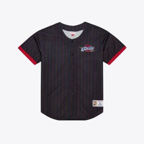 Cleveland Cavaliers Mitchell & Ness Unisex Final Seconds Vintage Logo Mesh Button-Up Shirt - Navy - Front View