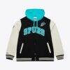San Antonio Spurs Mitchell & Ness Courtside Fleece Full-Snap Jacket - Black - Front View