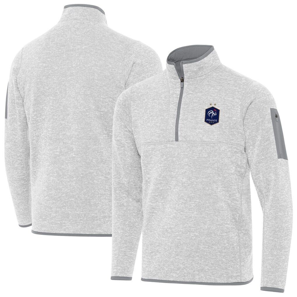 France National Team Antigua Elevate Quarter-Zip Pullover - Heather Gray
