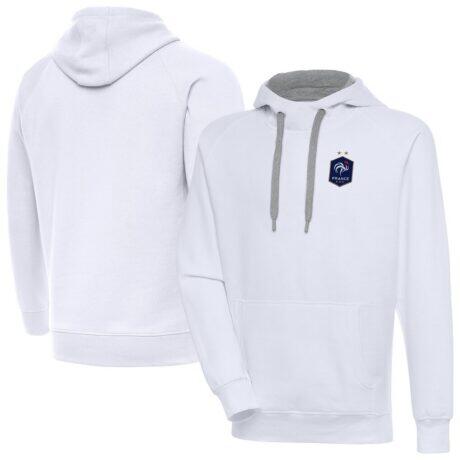 France National Team Antigua Takeover Pullover Hoodie - White - Front View