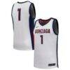 #1 Gonzaga Bulldogs Nike Replica Basketball Jersey - White - Front View
