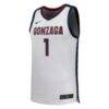#1 Gonzaga Bulldogs Nike Replica Basketball Jersey - White - Side View