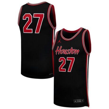 #27 Houston Cougars Jordan Brand Replica Basketball Jersey - Black - Front View
