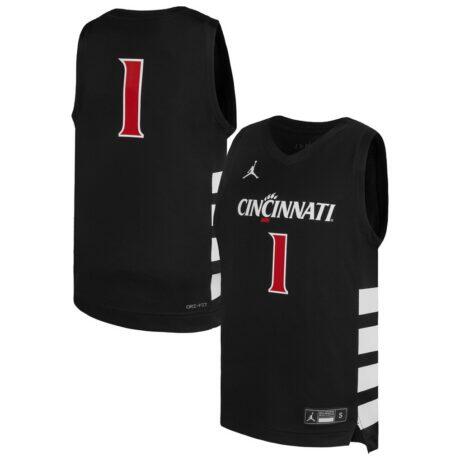 #1 Cincinnati Bearcats Jordan Brand Youth Replica Basketball Jersey - Black - Front View