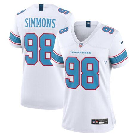Jeffery Simmons Tennessee Titans Nike Women's Game Jersey - White - Front View