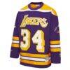 Shaquille O'Neal Los Angeles Lakers Mitchell & Ness Unisex Maxxed Out Fashion Hockey Jersey - Purple - Side View