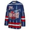 Hakeem Olajuwon Houston Rockets Mitchell & Ness Unisex Maxxed Out Fashion Hockey Jersey - Navy - Back View