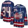 Hakeem Olajuwon Houston Rockets Mitchell & Ness Unisex Maxxed Out Fashion Hockey Jersey - Navy - Front View