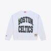 Boston Celtics Mitchell & Ness Women's Lightweight Block Letter Sweatshirt - White - Front View