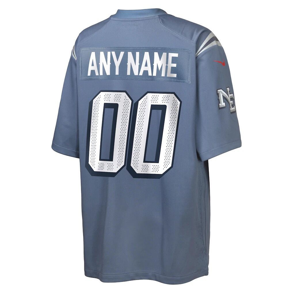 New England Patriots Nike Youth 2025 Rivalries Collection Custom Game Jersey - Storm Blue