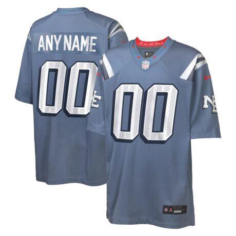 New England Patriots Nike Youth 2025 Rivalries Collection Custom Game Jersey - Storm Blue