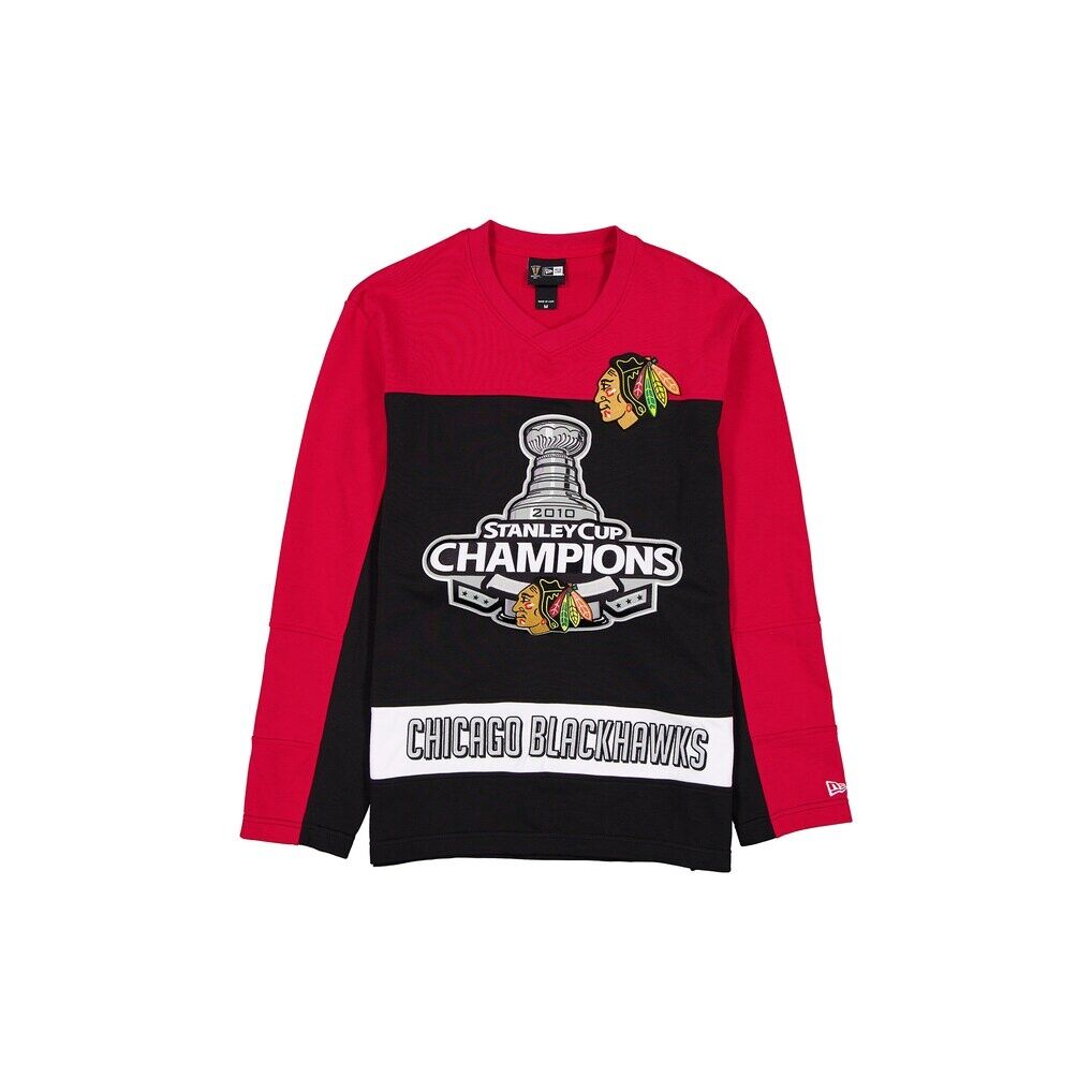 Chicago Blackhawks New Era Stanley Cup Champions Long-Sleeve Hockey Jersey Shirt - Black/Red