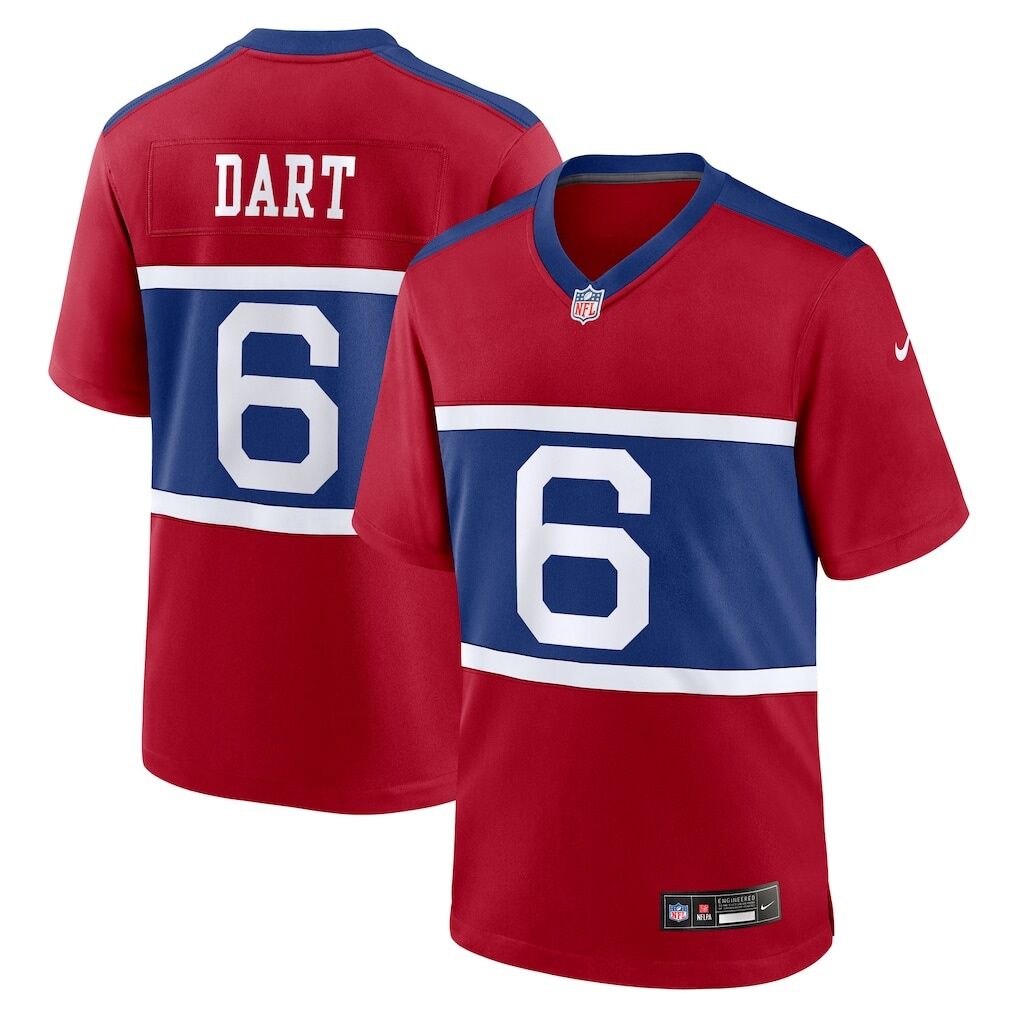 Jaxson Dart New York Giants Nike Alternate Century Red Game Jersey
