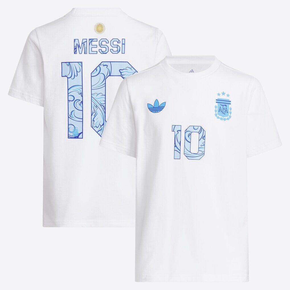 Lionel Messi Argentina National Team adidas Youth 2026 Away Jersey Hook Name & Number T-Shirt