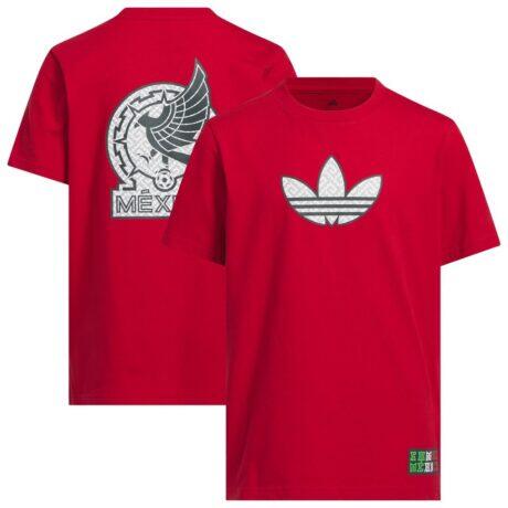 Mexico National Team adidas Youth 2026 Away Jersey Hook T-Shirt - Red - Front View