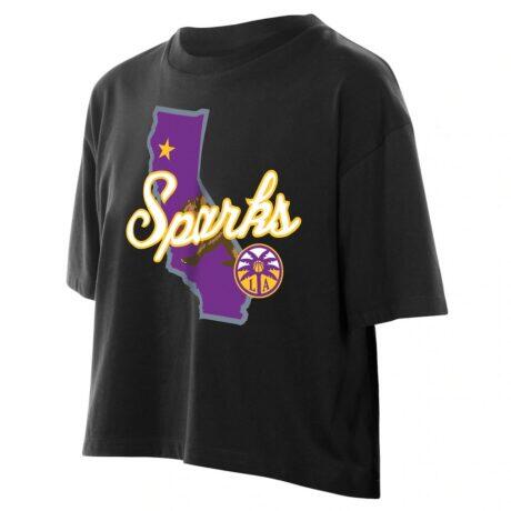 Los Angeles Sparks New Era Women's 2026 WNBA Draft Hometown Boxy T-Shirt - Black - Detail View