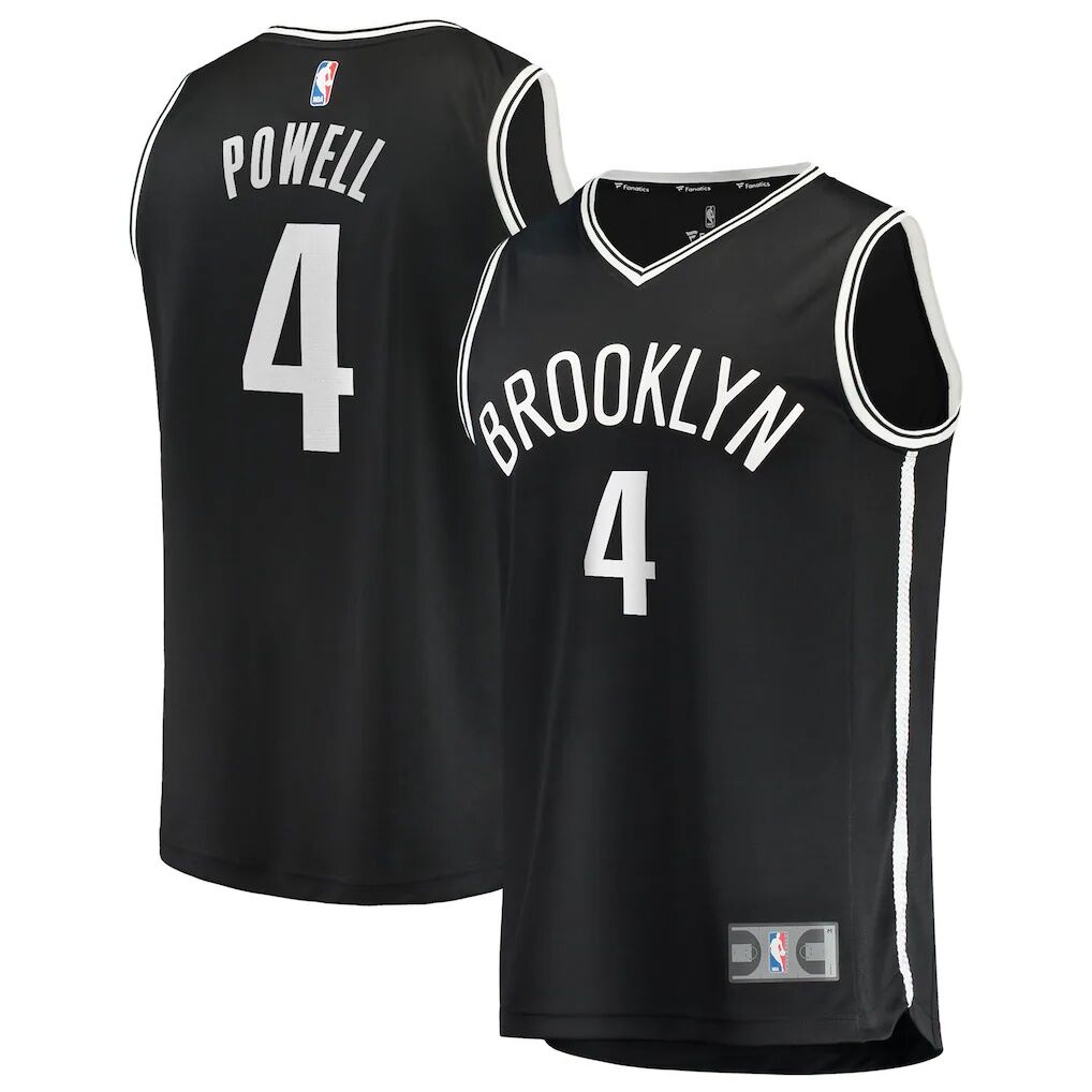Drake Powell Brooklyn Nets Fashion7 Youth Fast Break Replica Jersey - Black - Icon Edition
