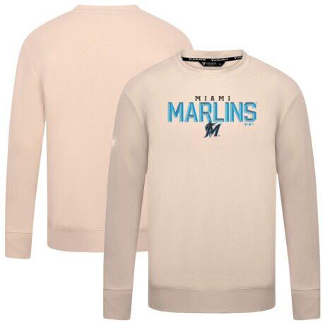 Miami Marlins Levelwear Mandate Carve Tri-Blend Sweatshirt - Khaki - Front View