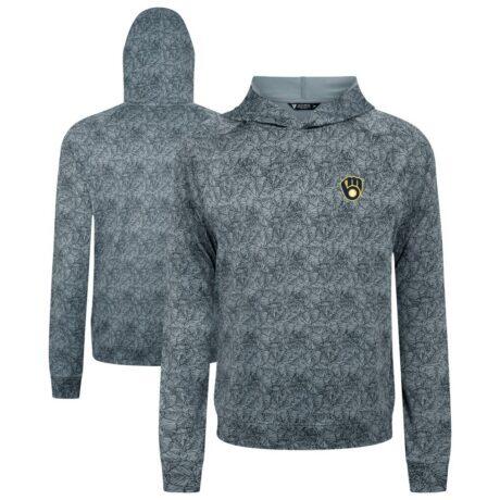 Milwaukee Brewers Levelwear Albatross Raglan Hoodie - Gray - Front View