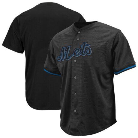 New York Mets Profile Big & Tall Pop Fashion Jersey - Black - Front View
