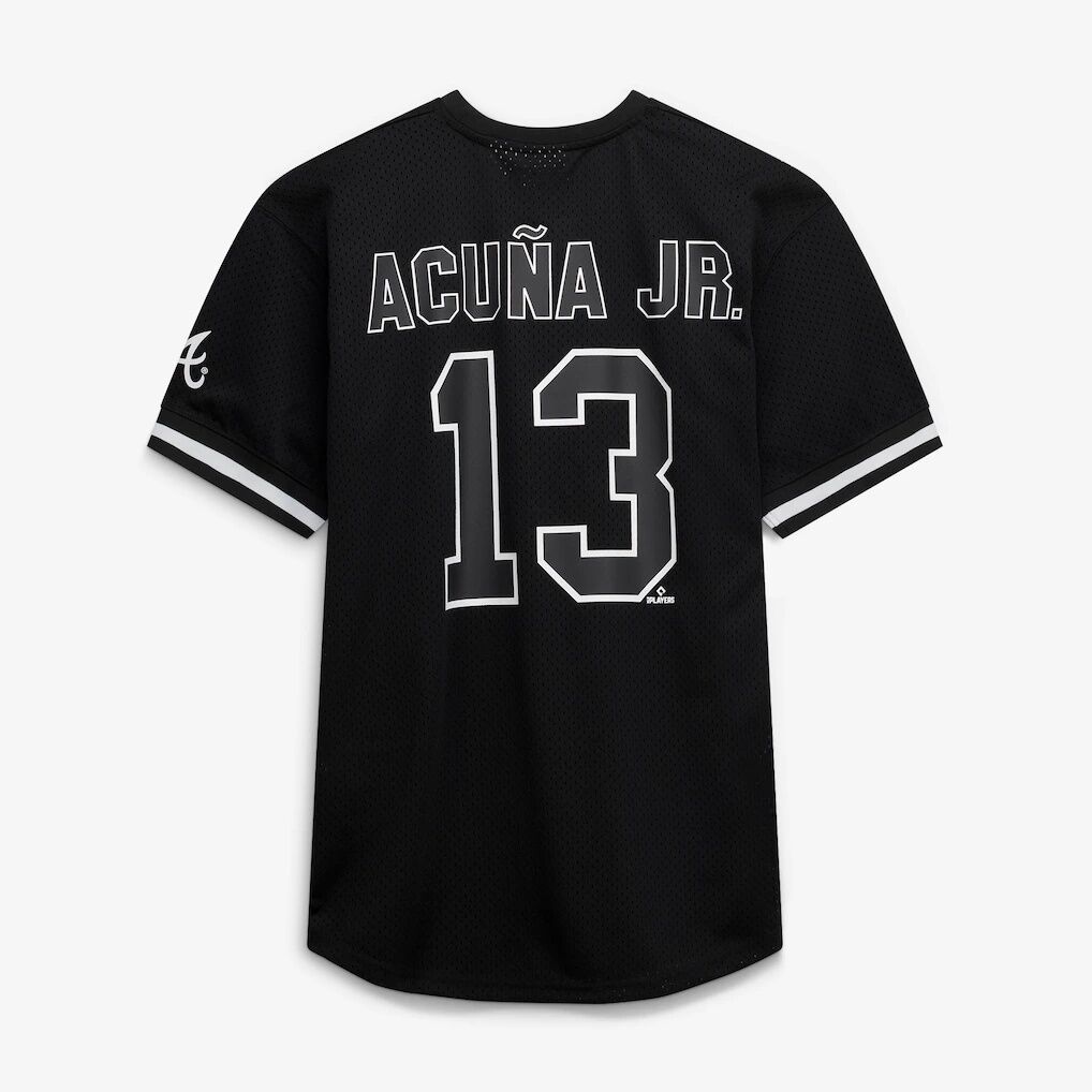 Ronald Acuña Jr. Atlanta Braves Fashion7 Big & Tall Heavyweight Mesh Jersey - Black/White