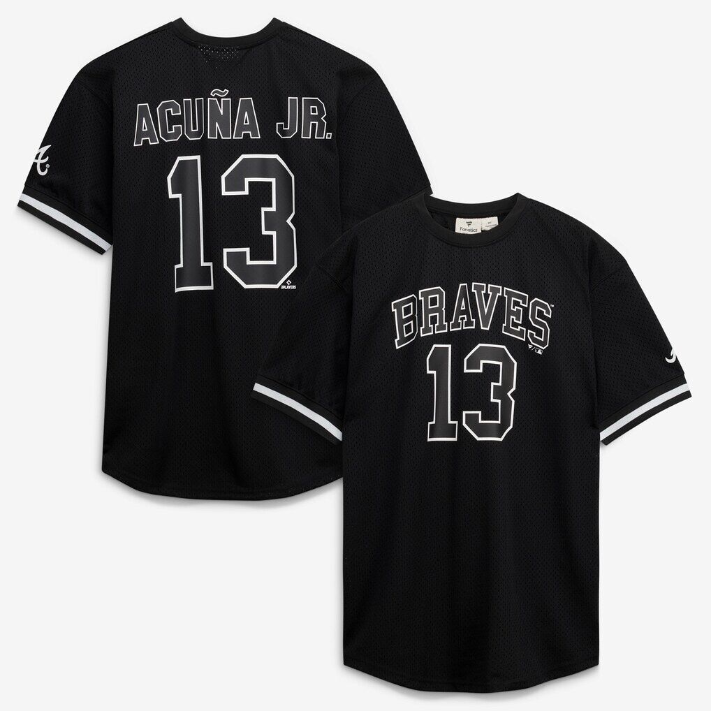 Ronald Acuña Jr. Atlanta Braves Fanatics Big & Tall Heavyweight Mesh Jersey – Black/White