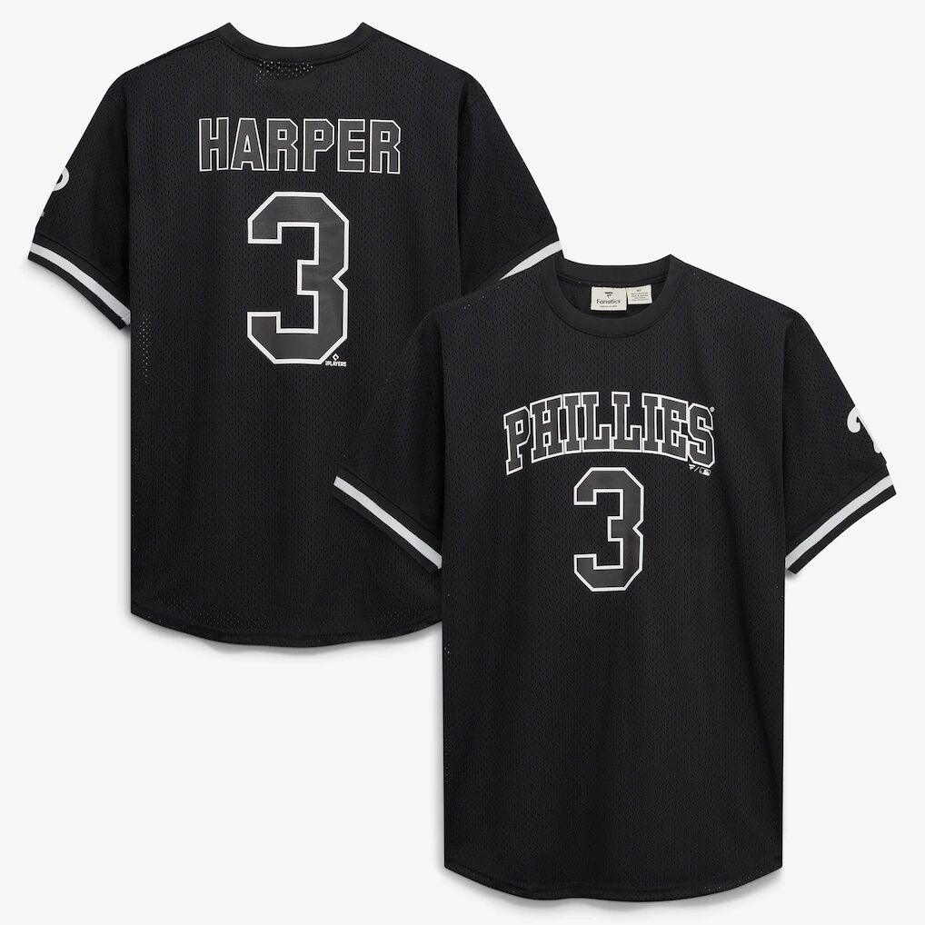 Bryce Harper Philadelphia Phillies Fashion7 Big & Tall Heavyweight Mesh Jersey - Black/White