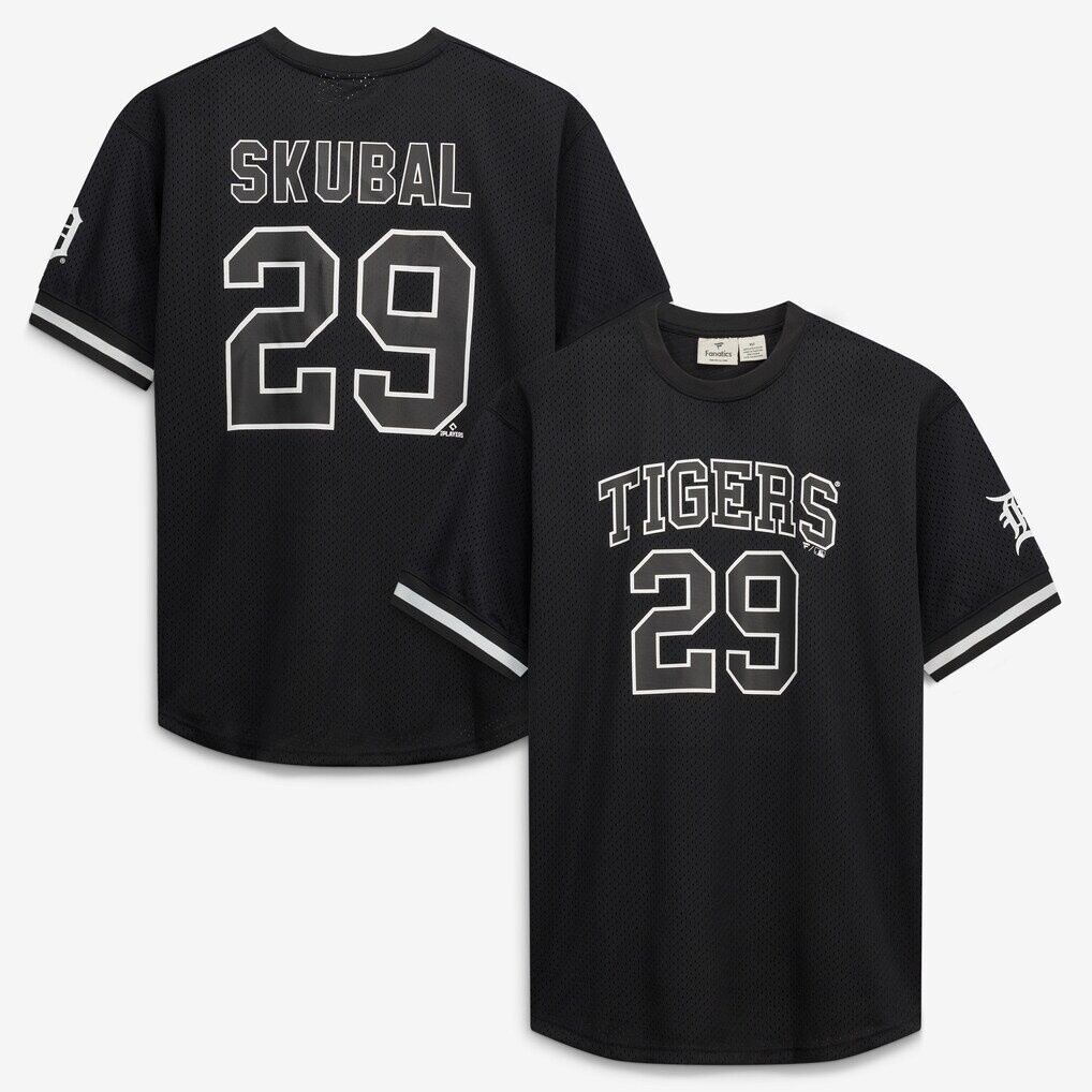 Tarik Skubal Detroit Tigers Fashion7 Big & Tall Heavyweight Mesh Jersey – Black/White