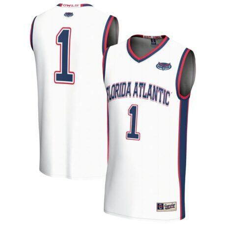 #1 Florida Atlantic Owls GameDay Greats Youth Lightweight Basketball Jersey - White - Front View