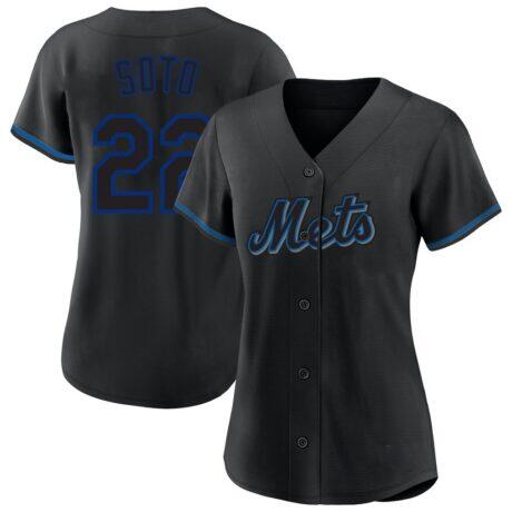 Juan Soto New York Mets Profile Women's Plus Size Player Name & Number Fashion Jersey - Black - Front View