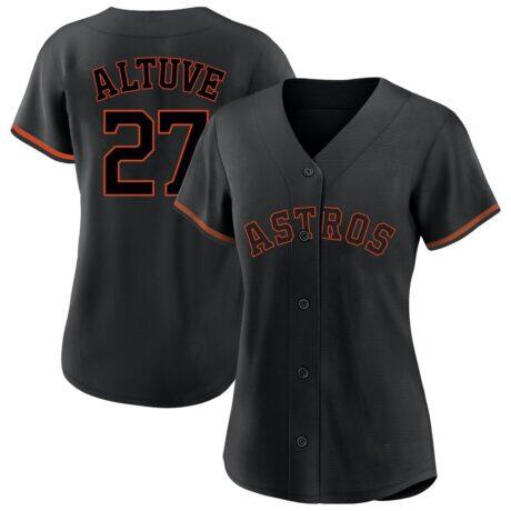 Jose Altuve Houston Astros Profile Women's Plus Size Player Name & Number Fashion Jersey - Black - Front View