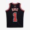 Derrick Rose Chicago Bulls Mitchell & Ness Youth 2010/11 Hardwood Classics Swingman Jersey - Black - Detail View