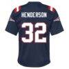 TreVeyon Henderson New England Patriots Nike Youth Team Game Jersey - Navy - Detail View
